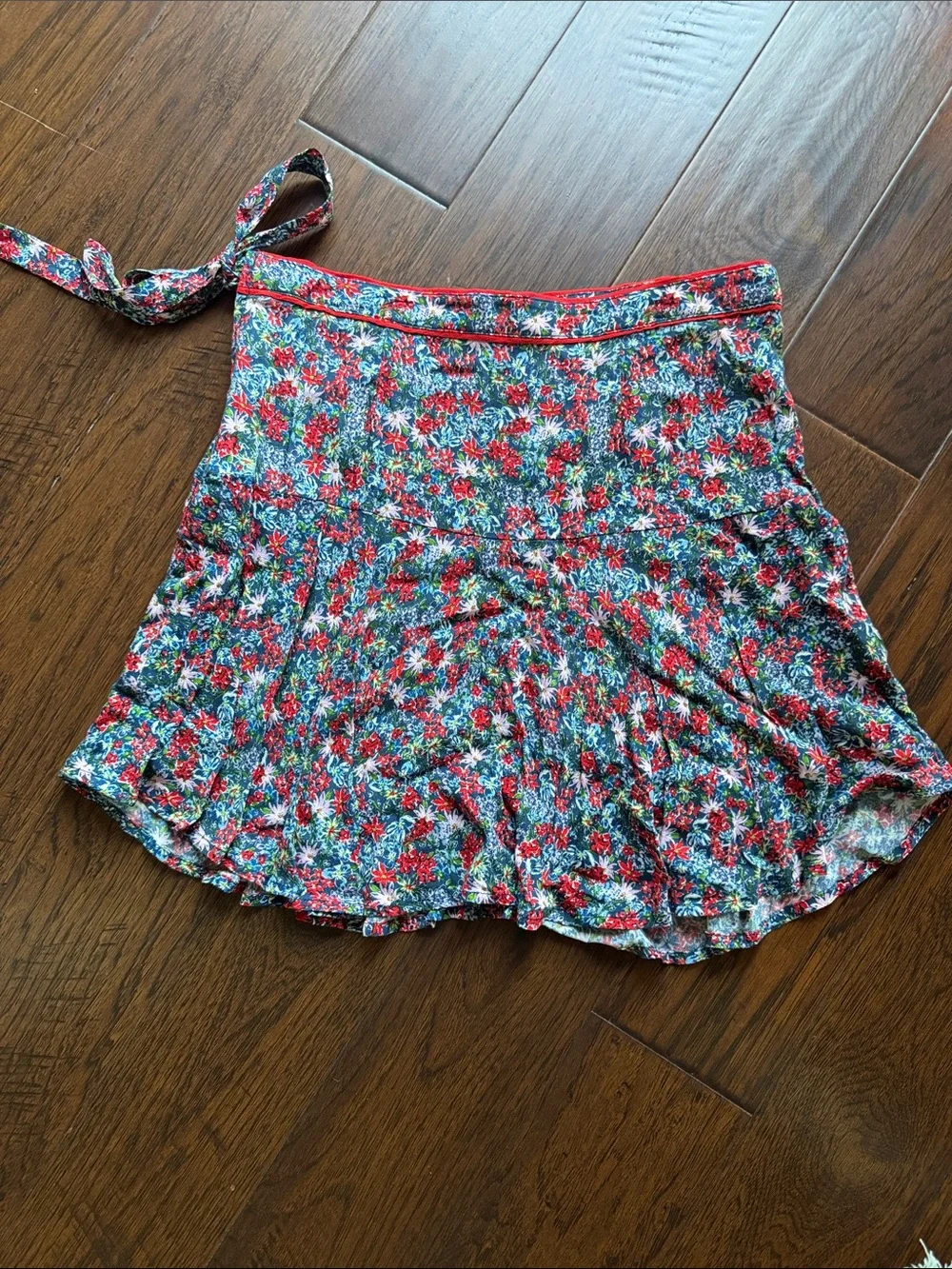 GB Girls Floral Two-Piece Crop Top & Skirt Set - Red & Blue Floral